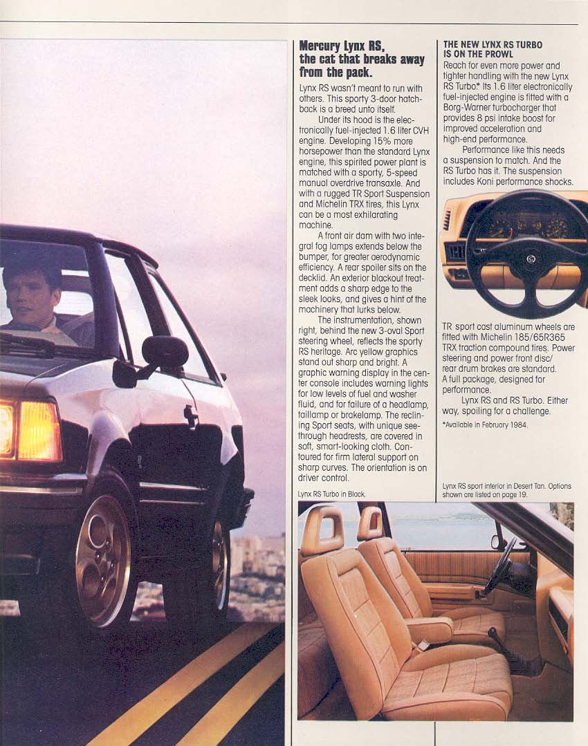 1984 Mercury Lynx Brochure Page 2